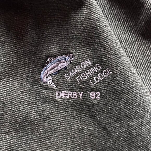 vintage 90s green tan fish boxy varsity jacket - Picture 2 of 6